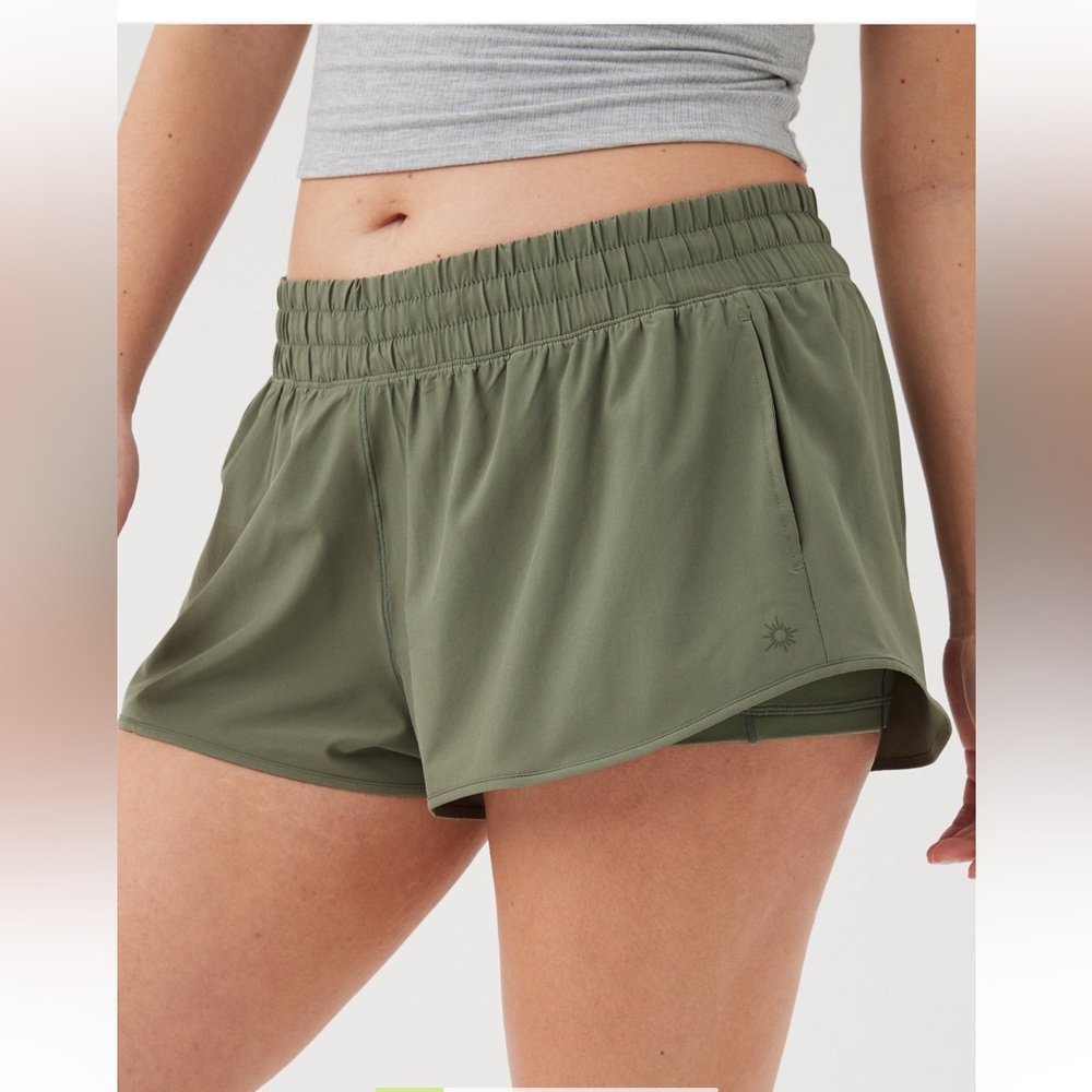 Aerie Olive Green Elastic Waist Shorts